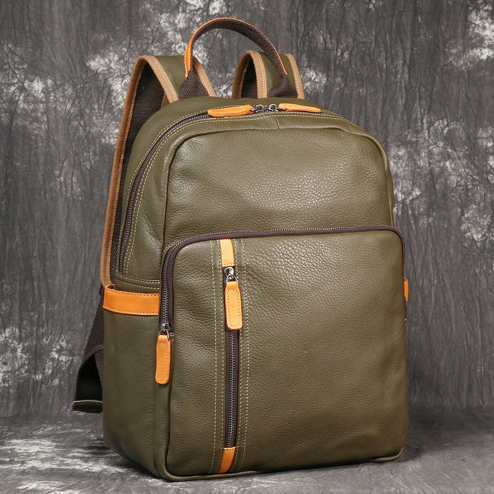 Leather Backpack with Laptop Compartment - 15 Inch Travel Bag