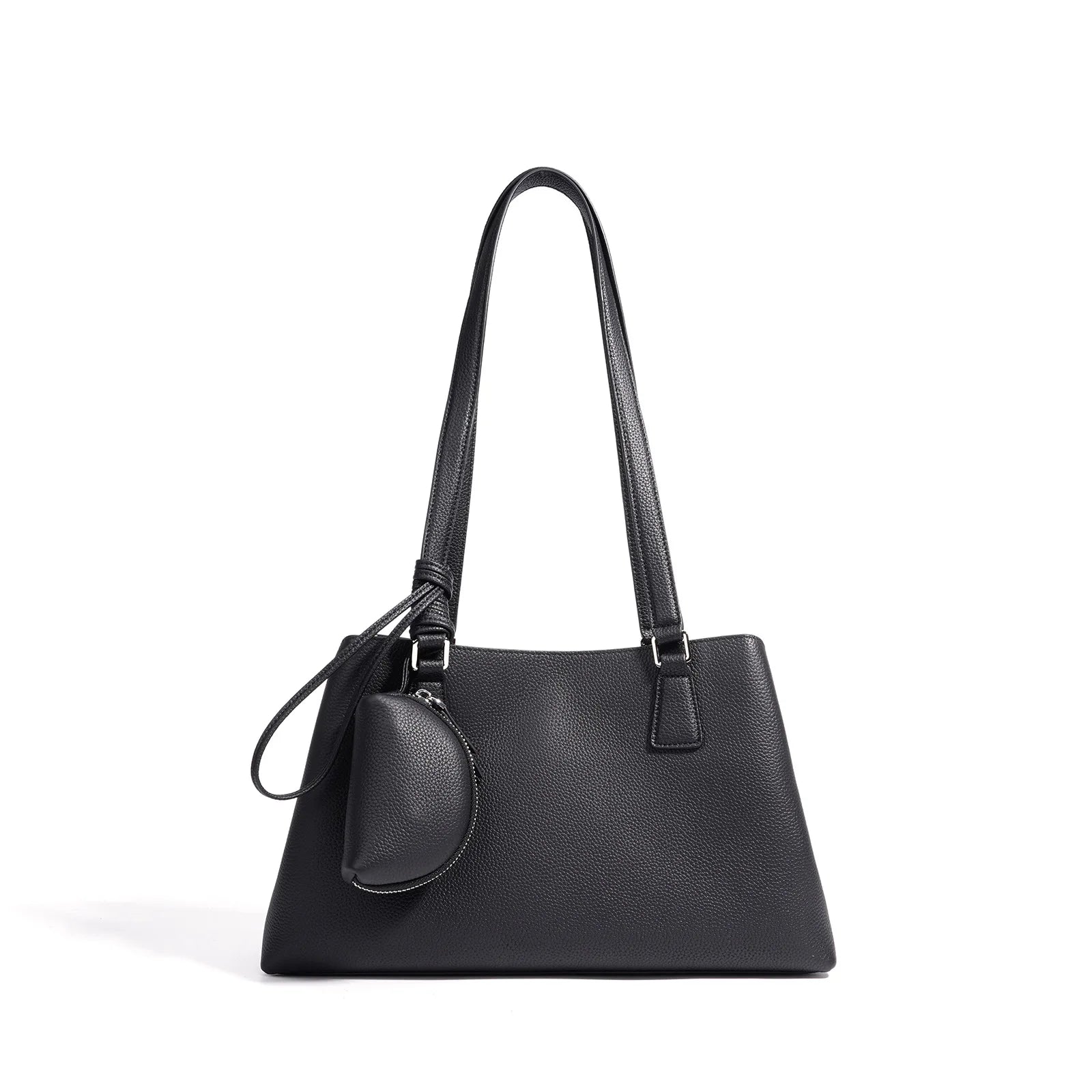 Beige Armpit Shopper - Cowhide Leather Bag with Pouch