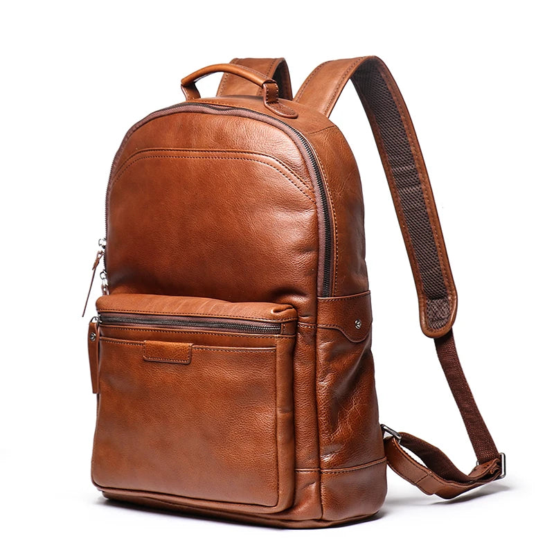 Leather Backpack with Laptop Compartment - Travel & Work