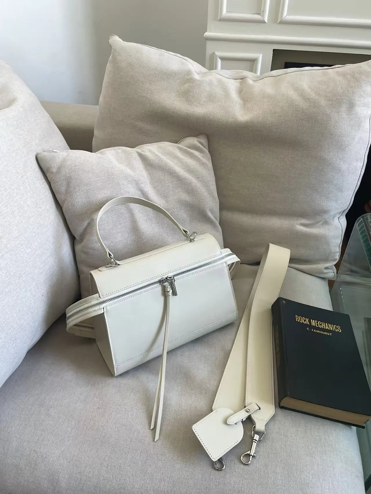 Beige Calfskin Tote Bag for Women