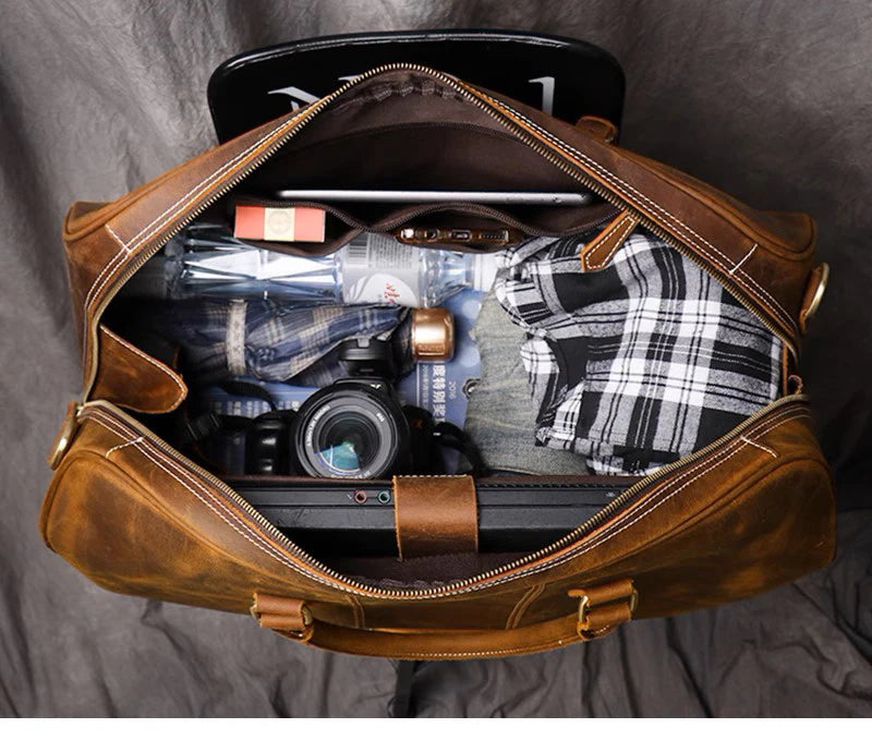 Leather Travel Tote with 14-Inch Laptop Compartment