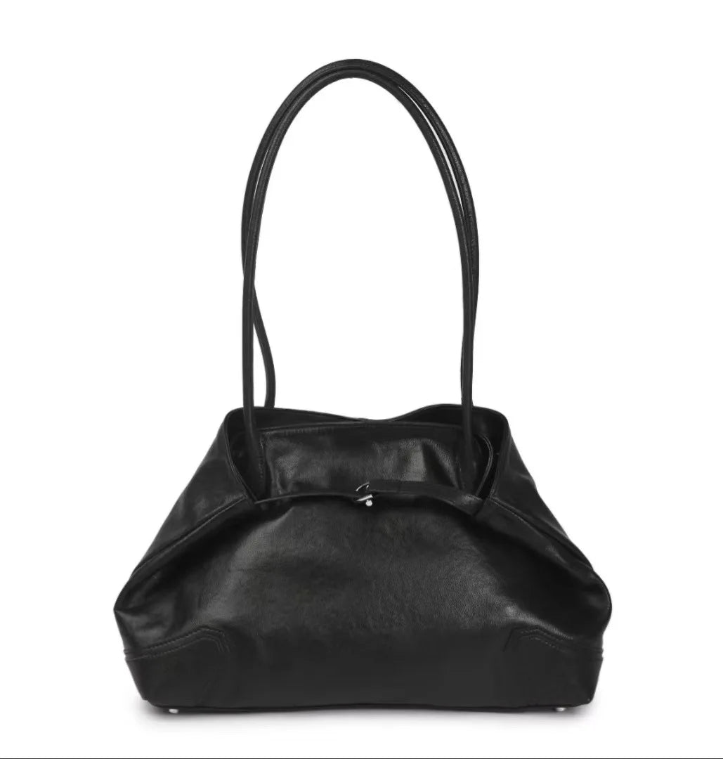 Beige Coffee Leather Tote Bag