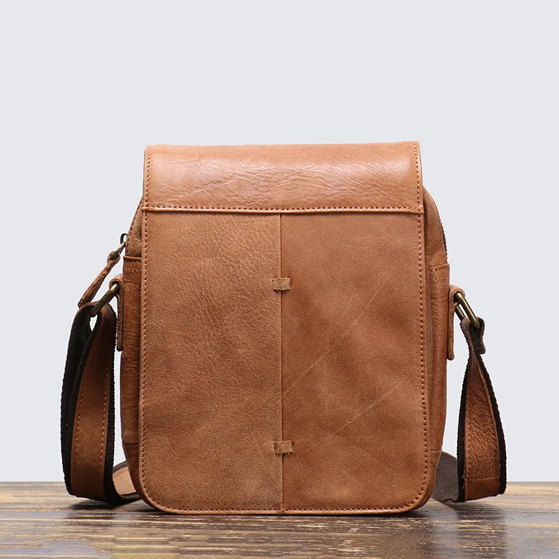 Leather Shoulder Bag with Flap - Vintage Crossbody for iPad