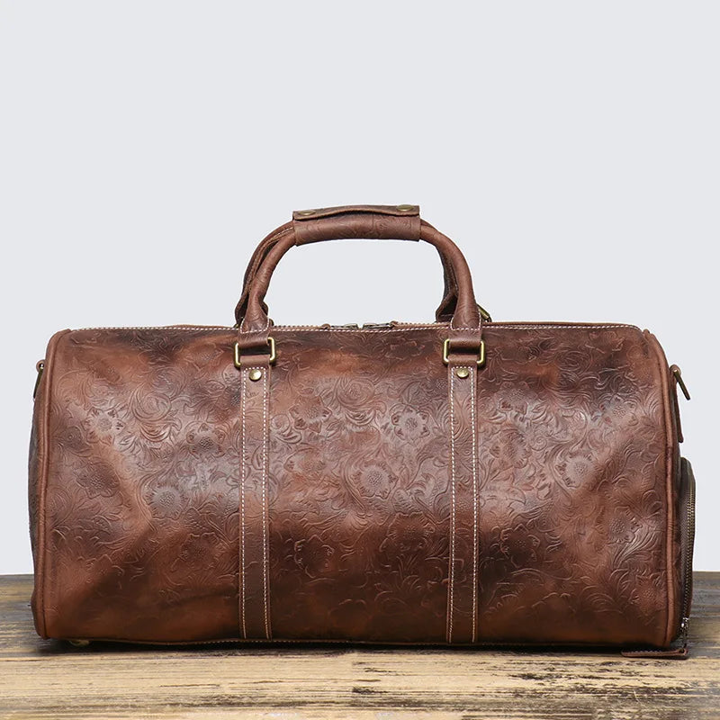 Leather Travel Duffel Bag – Large Capacity Weekend Gym Bag