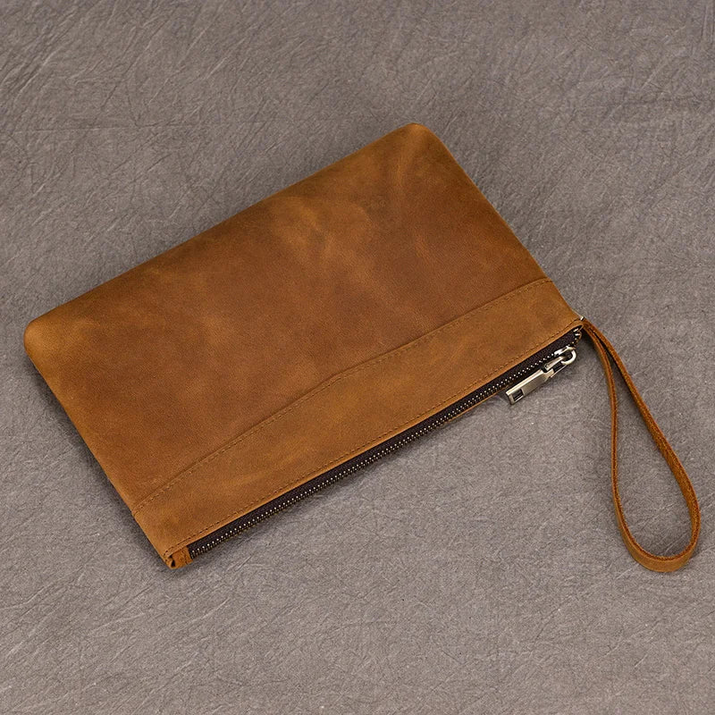 Men's Genuine Leather Clutch Wallet 7.9" iPad Soft Leather Hand Purse