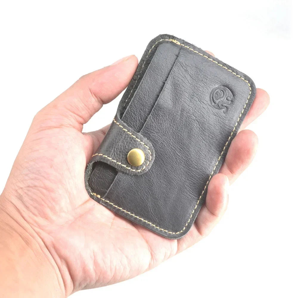 Brown Leather Card Wallet - Slim Coin Pocket | KQ Premium