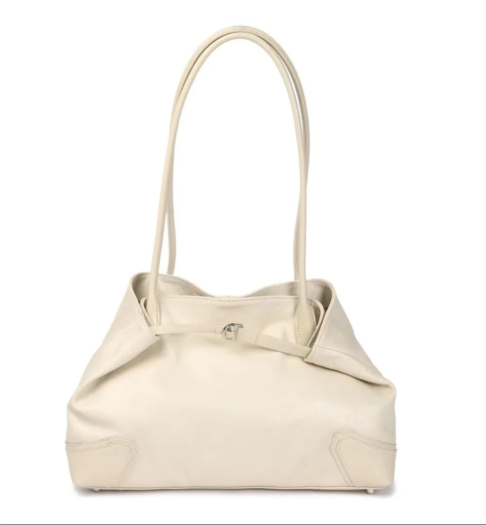 Beige Coffee Leather Tote Bag