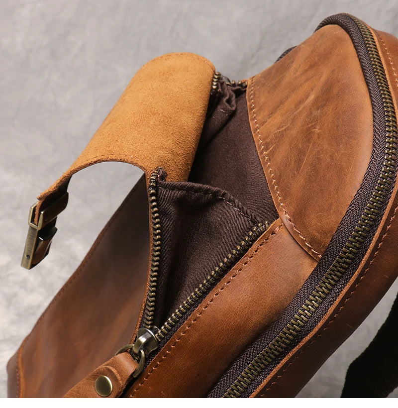 Leather Crossbody Bag – Vintage Sling Bag for iPad & Essentials