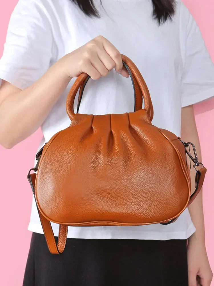 Beige Ruched Dumpling Crossbody Bag