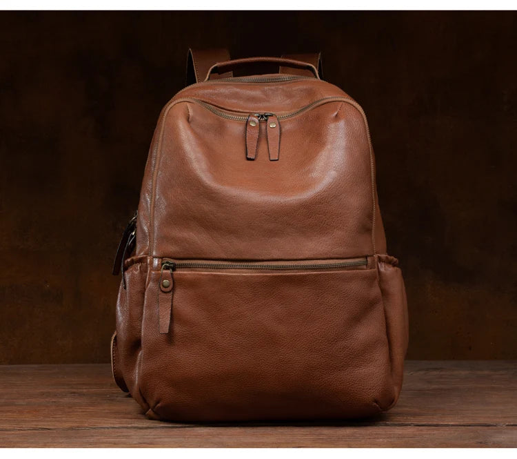 Leather Backpack – Large Capacity Travel & Laptop Bag 15.6 Inch