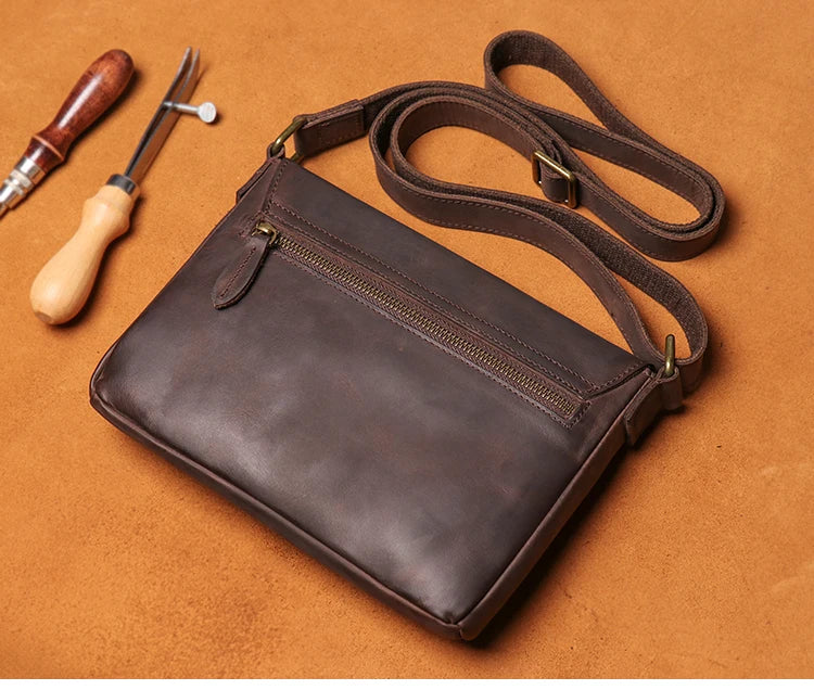 Leather Crossbody Bag – Cowhide Shoulder Bag Magnetic Closure