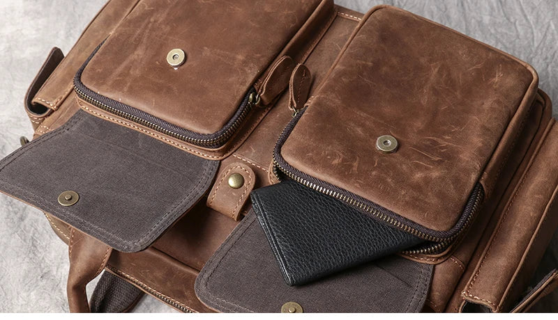 Crazy Horse Leather Briefcase with Laptop Compartment