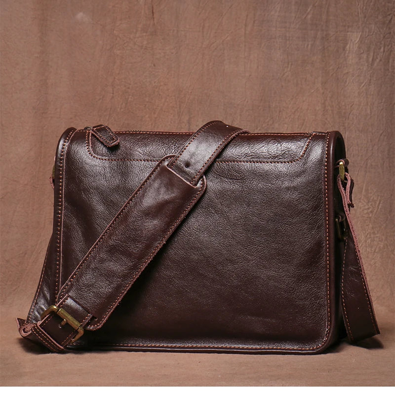 Crazy Horse Leather Messenger Bag with Laptop Compartment