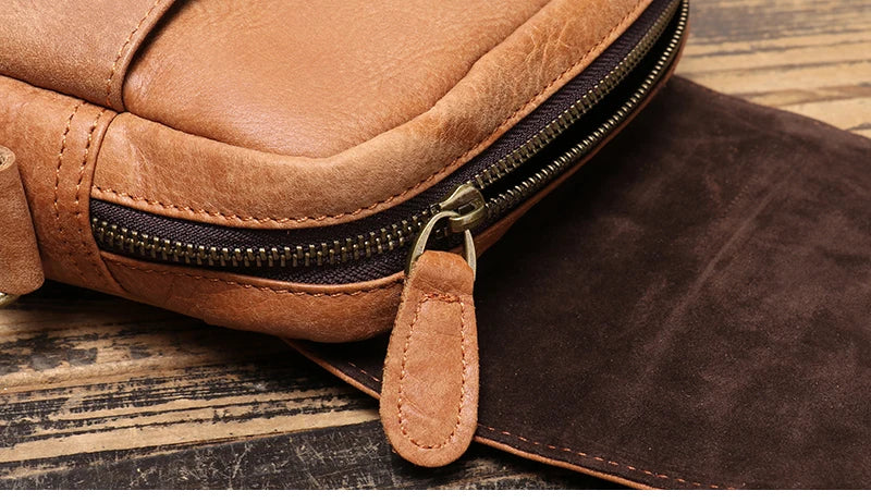 Leather Shoulder Bag with Flap - Vintage Crossbody for iPad