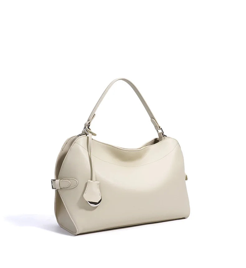 Beige Split Leather Business Tote | KQ Premium
