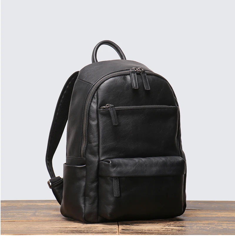 Leather Backpack with Laptop Compartment