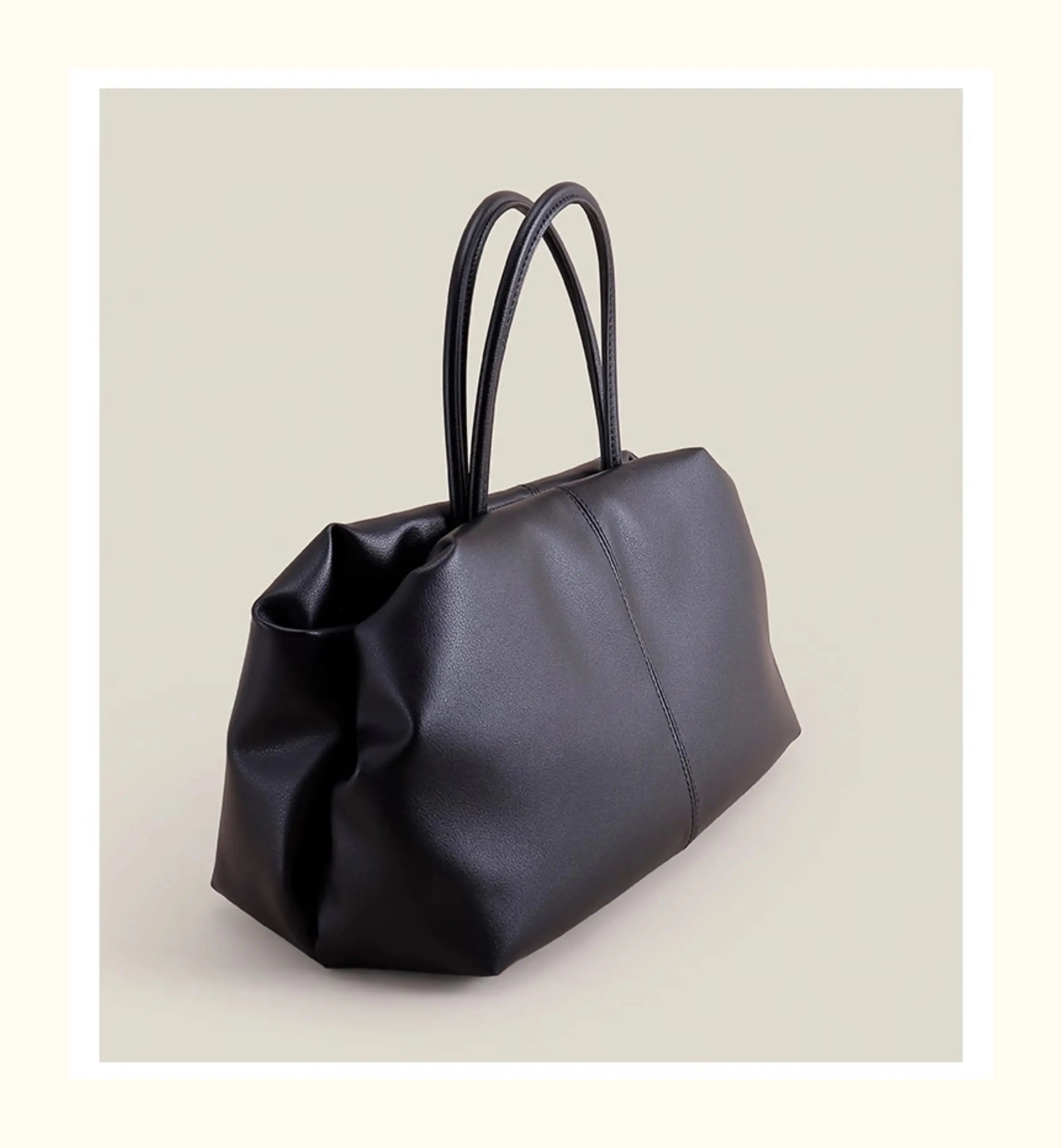 Black Coffee Cloud Tote - Cowhide Travel Handbag