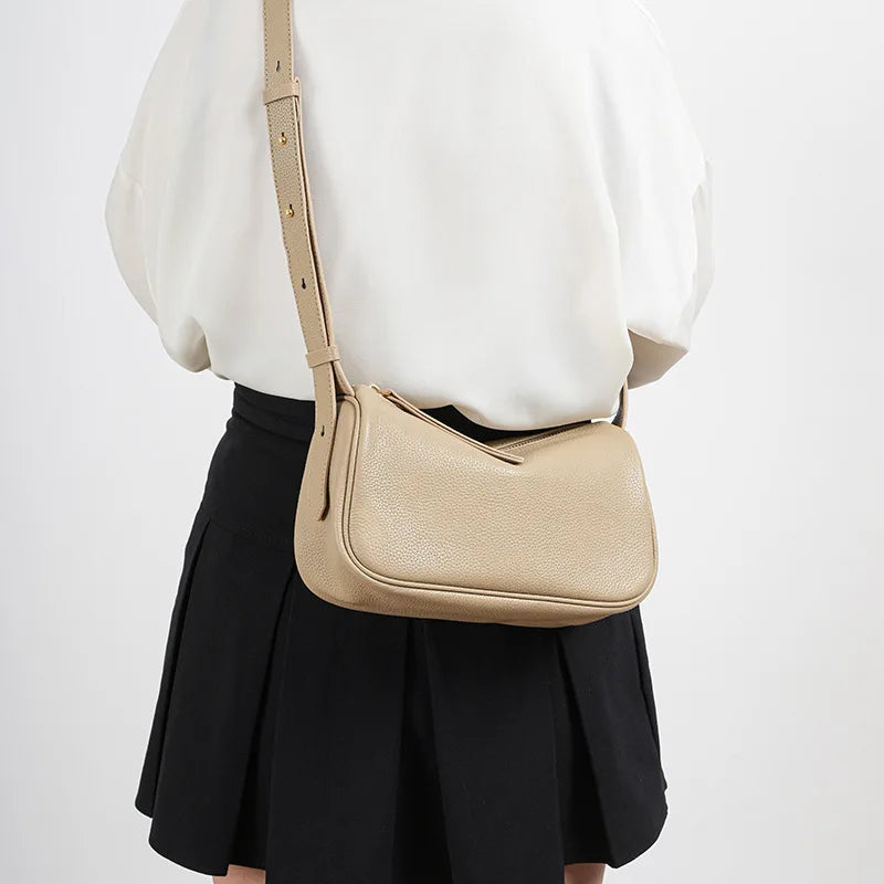 Beige Pink Leather Pochette | KQ Premium