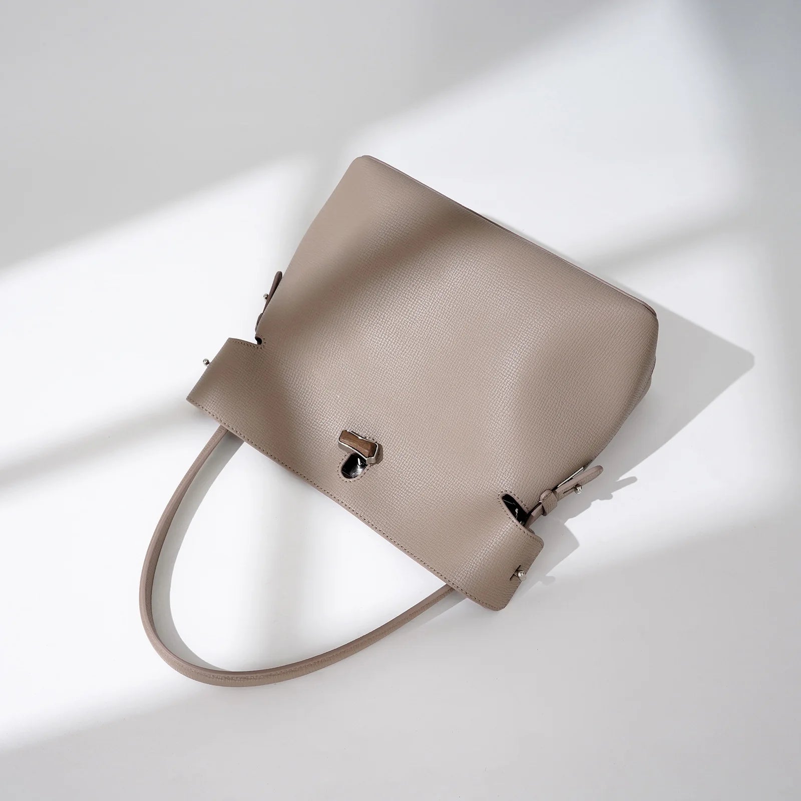 Beige Epsom Leather Bucket Tote 2026