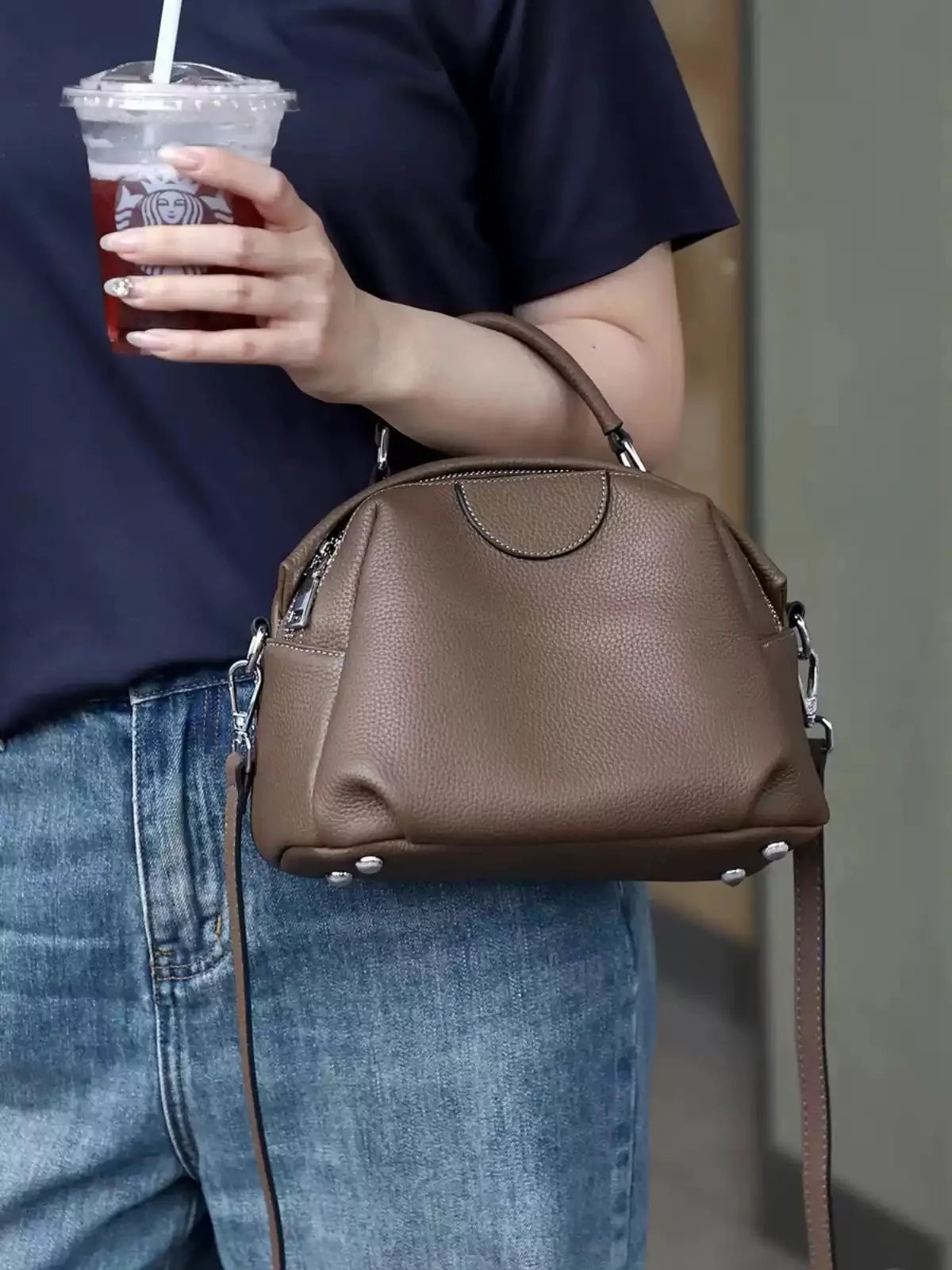 Apple Bucket Tote - Grey Coffee