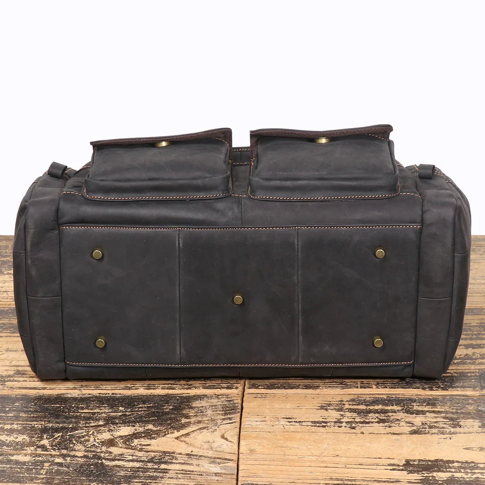 Leather Travel Bag – Large Capacity Weekend Duffel with Strap