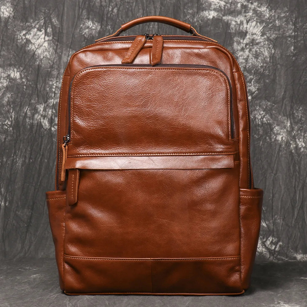 Leather Backpack 15 Inch Laptop - Full Grain Cowhide Travel Bag