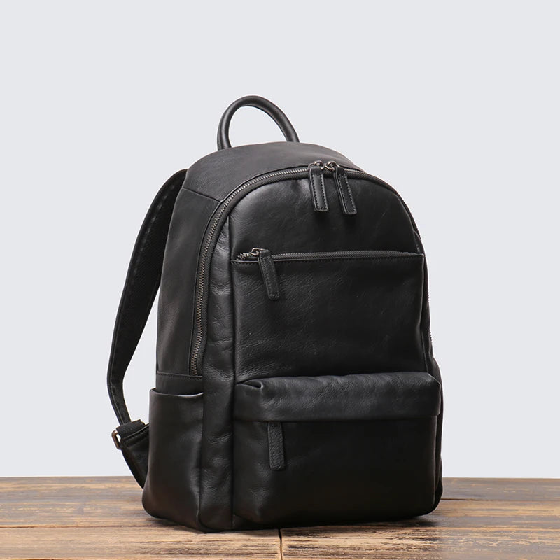 Leather Backpack with Laptop Compartment