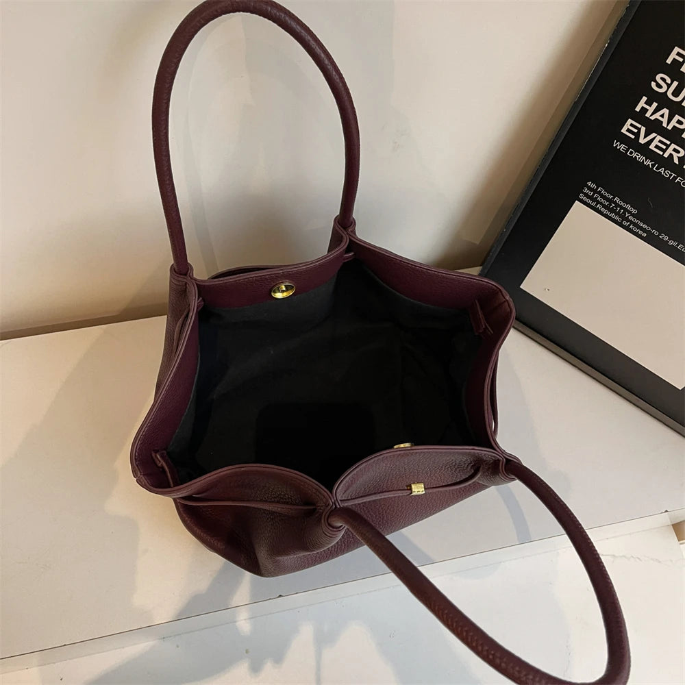 Women's Textured Leather Shoulder Tote