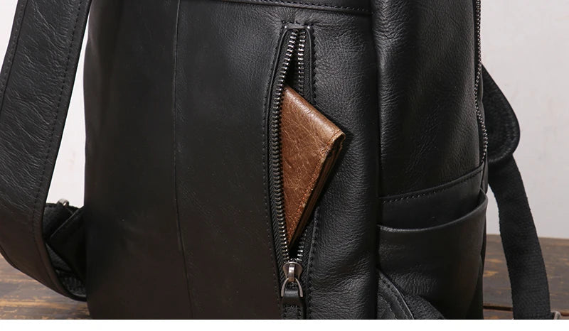 Leather Backpack with Laptop Compartment