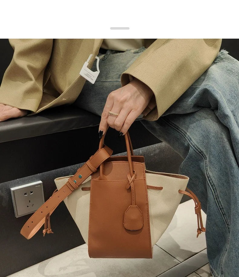 Black Leather Wings Trapeze Tote