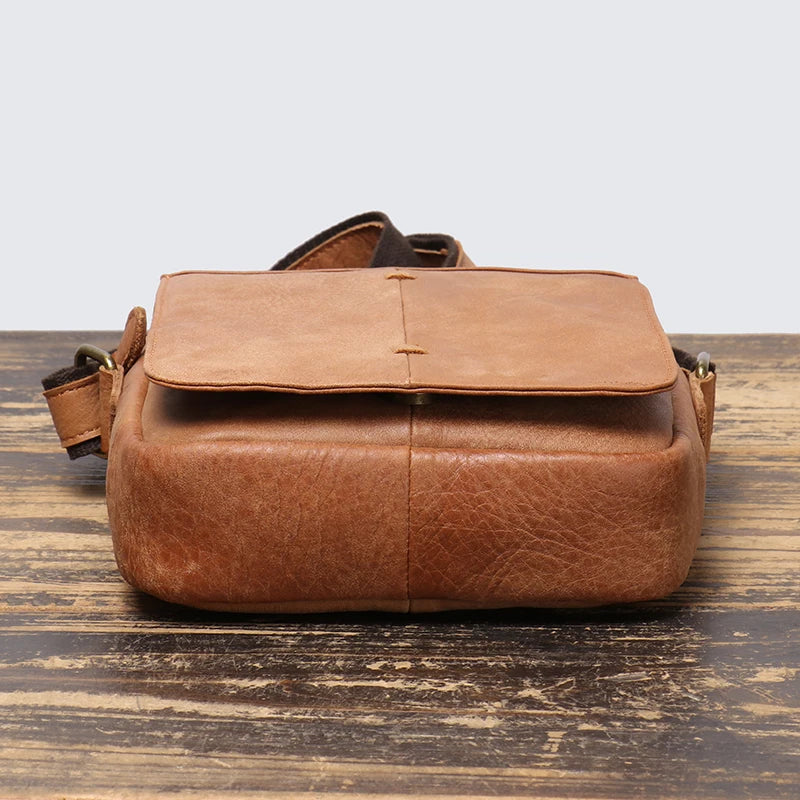 Leather Shoulder Bag with Flap - Vintage Crossbody for iPad