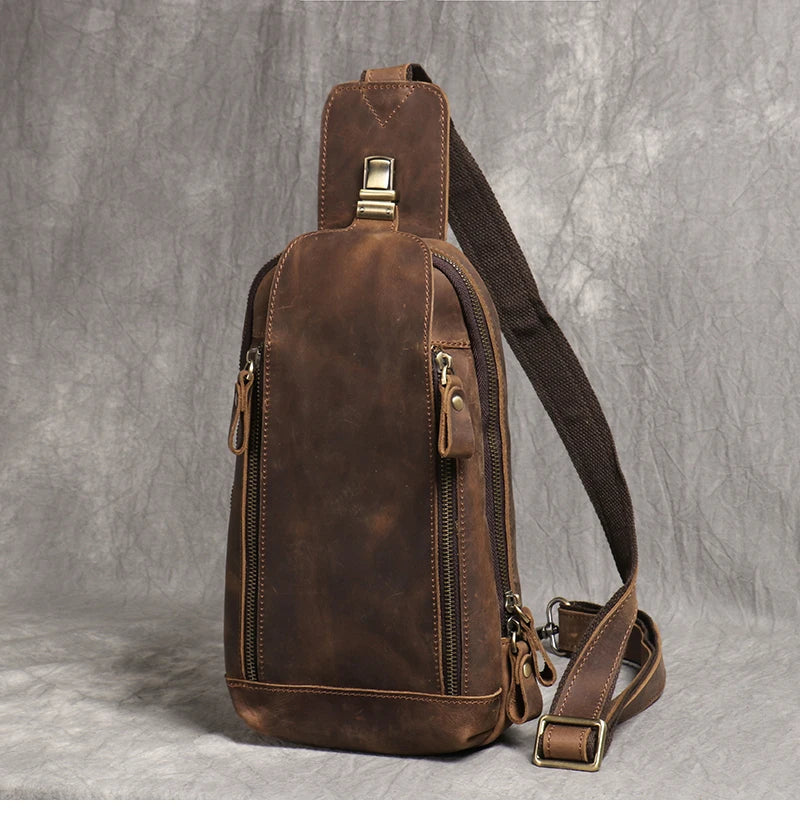 Leather Crossbody Bag – Vintage Sling Bag for iPad & Essentials