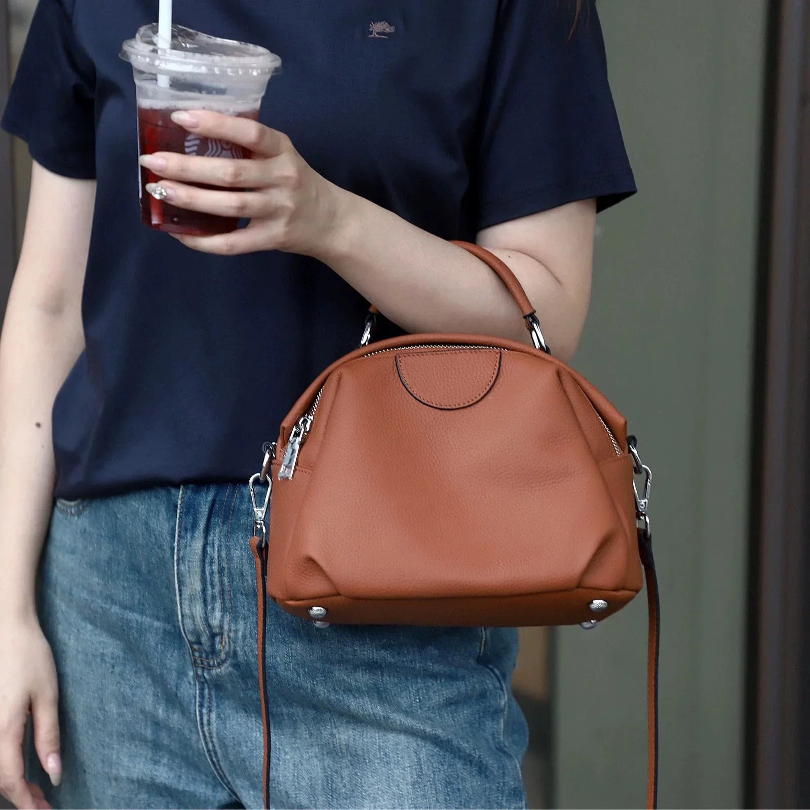 Apple Bucket Tote - Grey Coffee