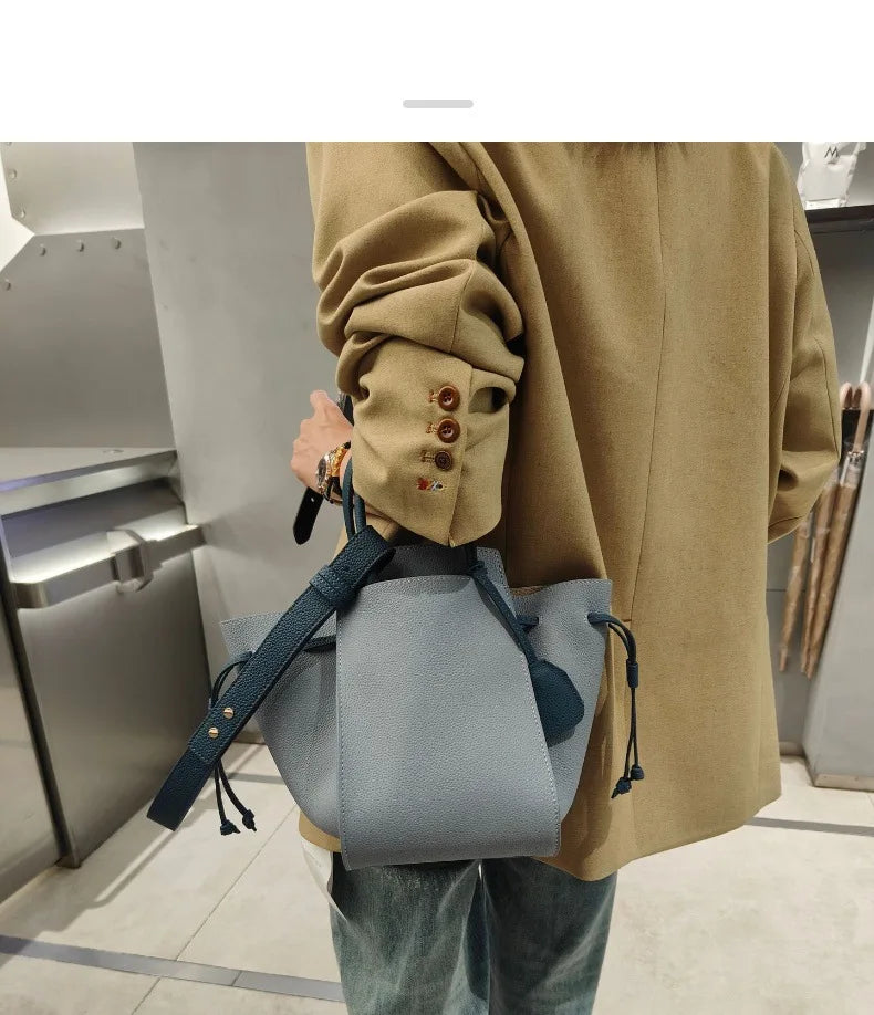 Black Leather Wings Trapeze Tote