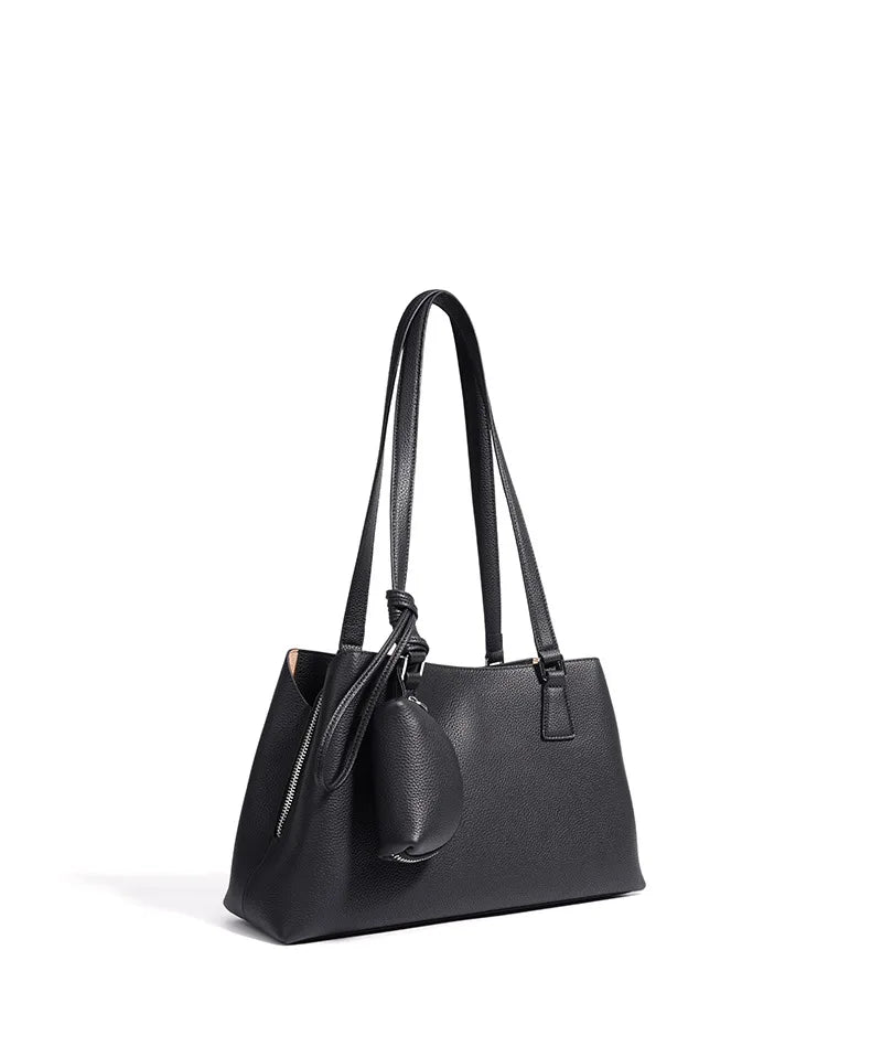 Beige Armpit Shopper - Cowhide Leather Bag with Pouch