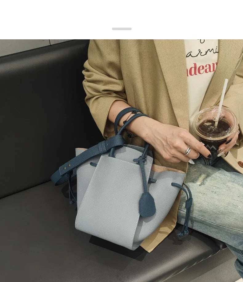 Black Leather Wings Trapeze Tote