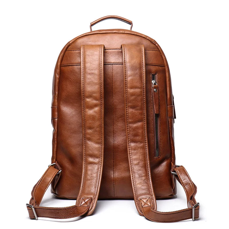 Leather Backpack with Laptop Compartment - Travel & Work