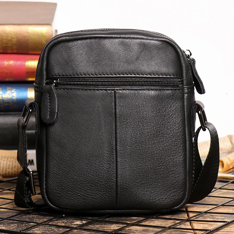 Leather Sling Bag Compact Crossbody with iPad Pocket