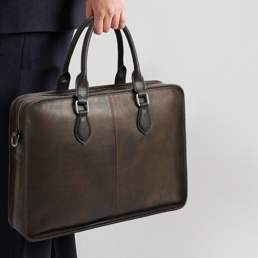 Leather Briefcase Backpack for Men with Laptop Compartment