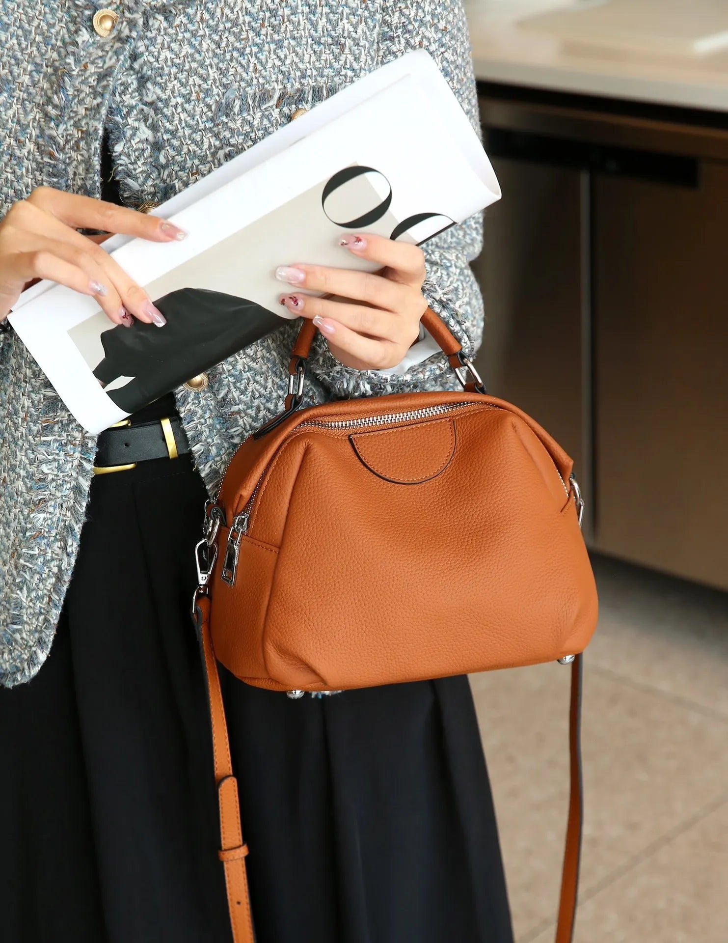 Apple Bucket Tote - Grey Coffee
