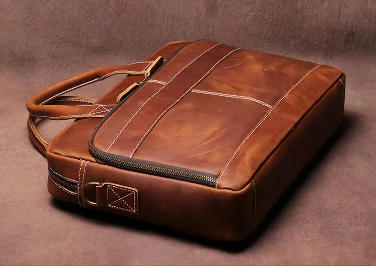 Leather Briefcase 15.6" Laptop Bag – Vintage Business Messenger