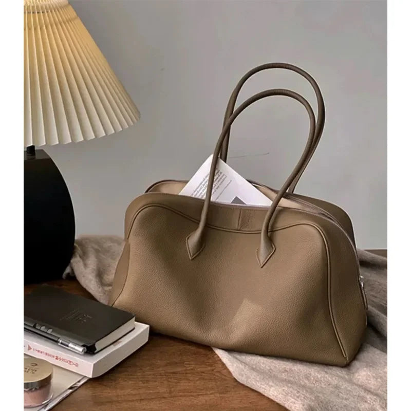 Leather Tote Bag with Shoulder Strap