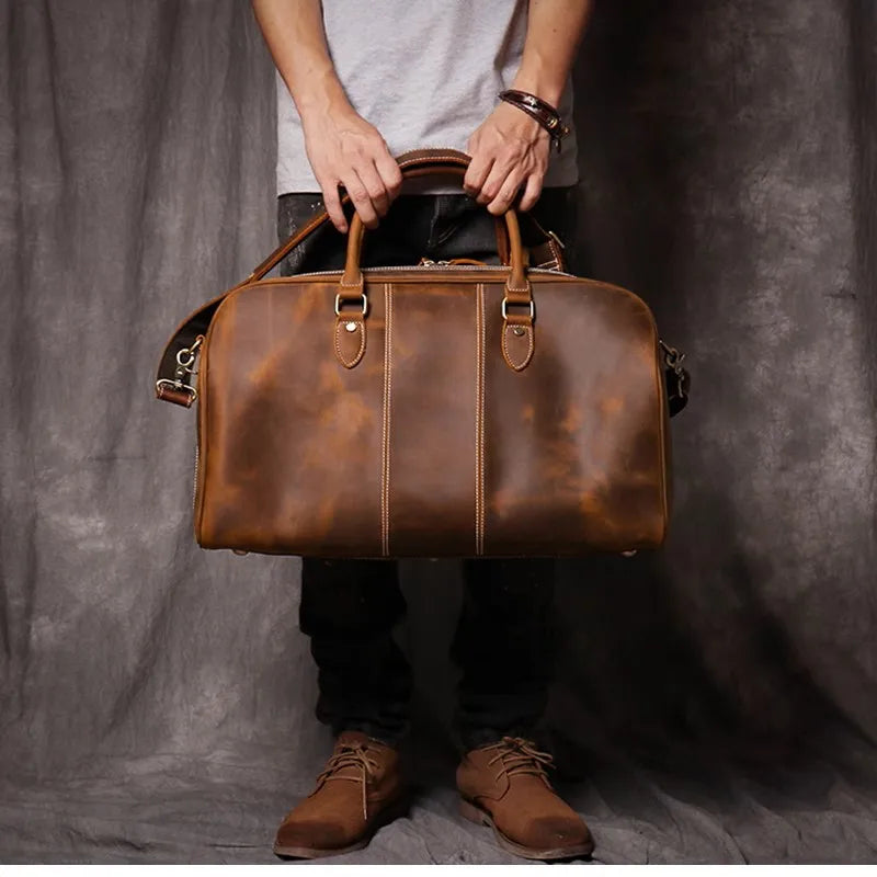 Leather Travel Tote with 14-Inch Laptop Compartment