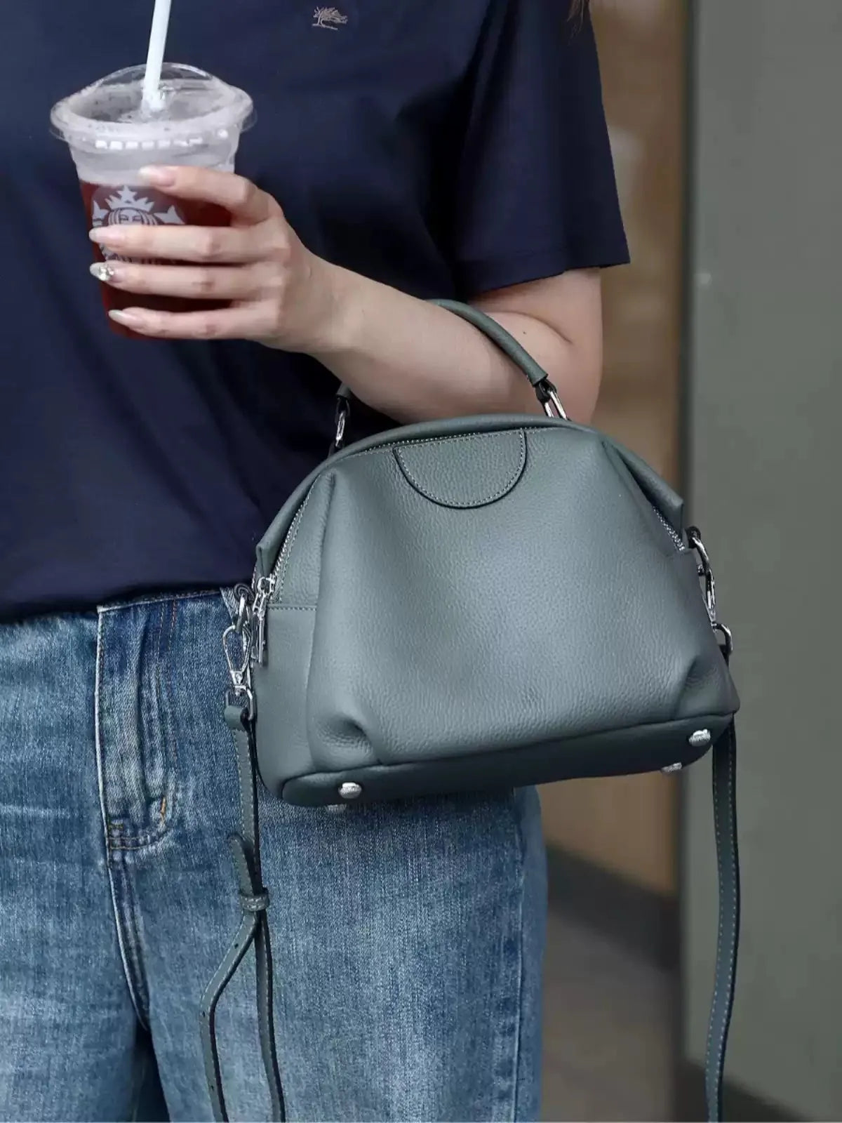 Apple Bucket Tote - Grey Coffee