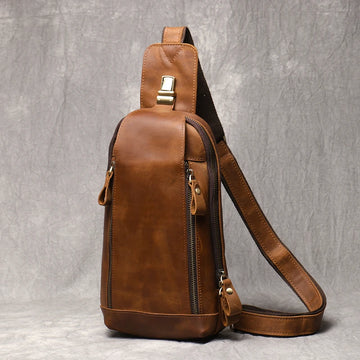 Leather Crossbody Bag – Vintage Sling Bag for iPad & Essentials
