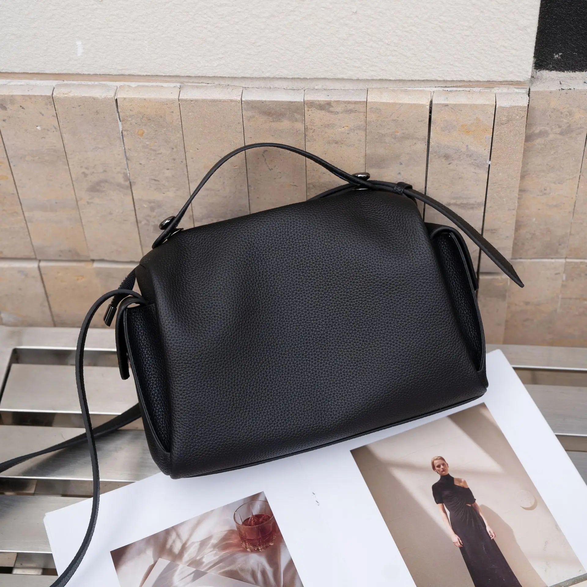 Beige Togo Leather Boston Tote - KQ Premium 2026