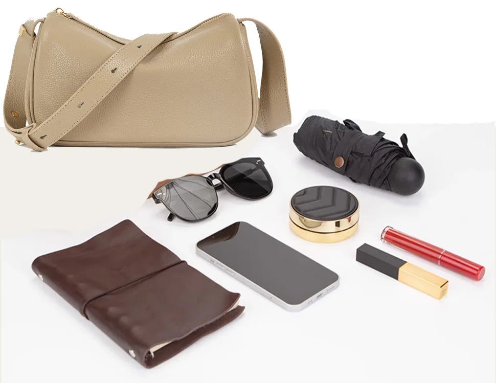 Beige Pink Leather Pochette | KQ Premium