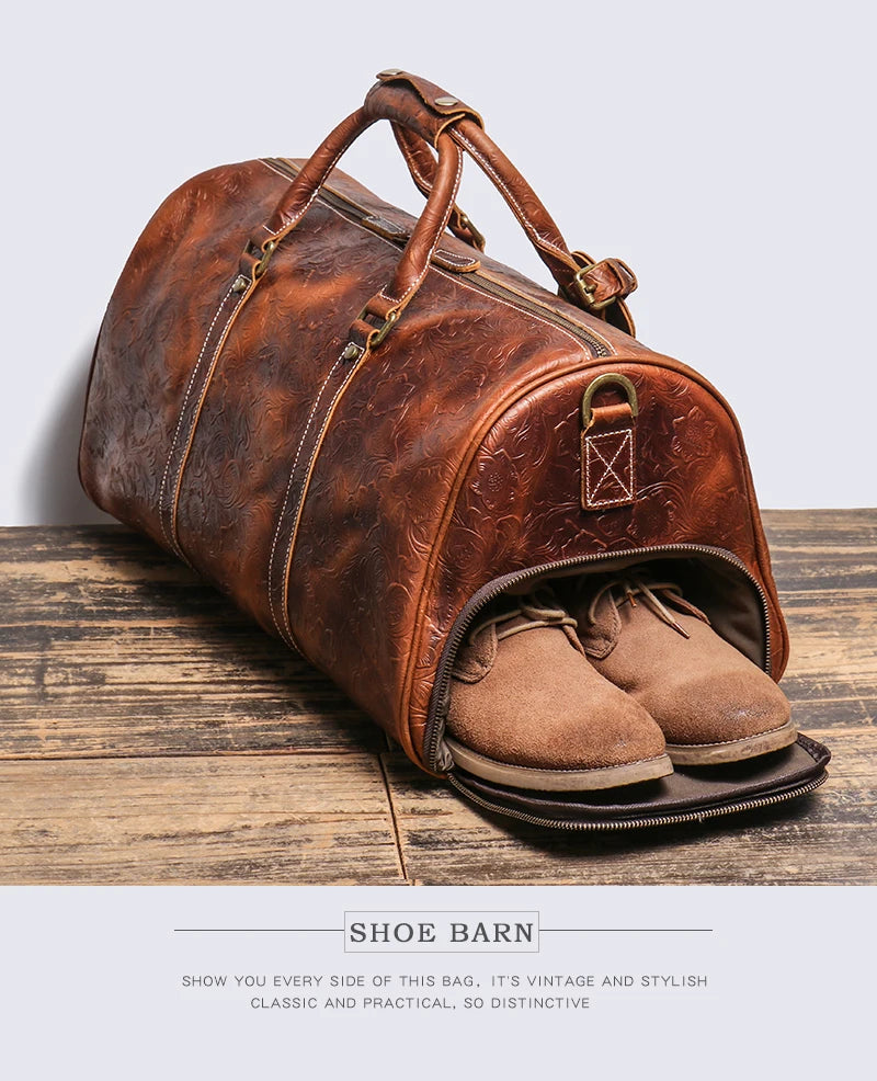 Leather Travel Duffel Bag – Large Capacity Weekend Gym Bag