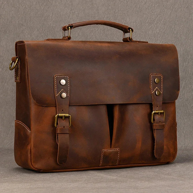 Leather Briefcase - Large A4 Document Shoulder Bag