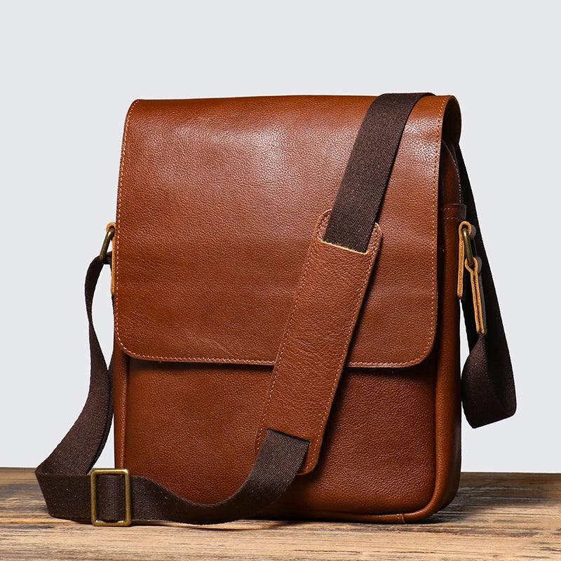 Leather Crossbody Sling Bag with Tablet Compartment